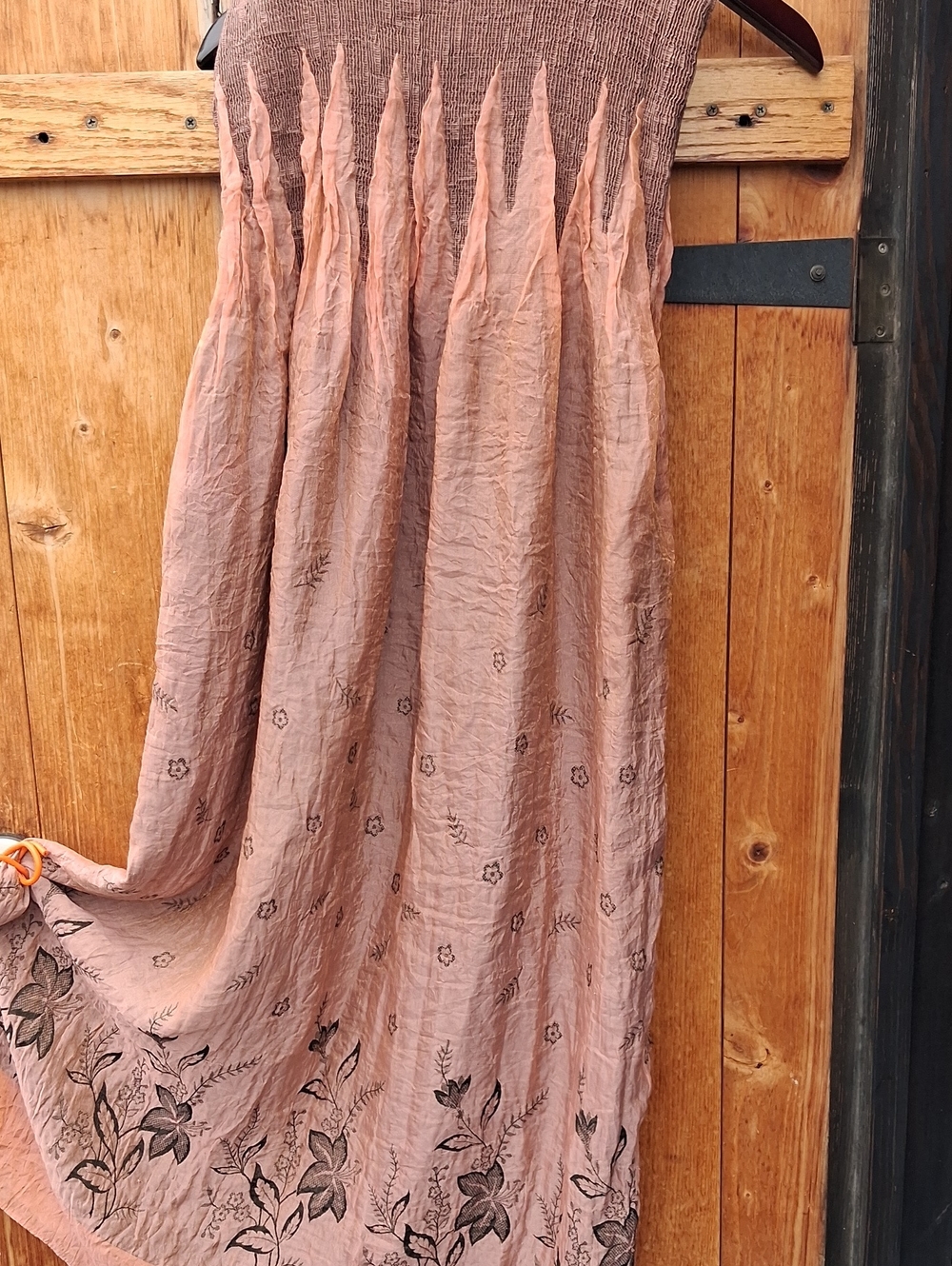 Women's Long Floral Embroidered Skirt in Dusty Rose